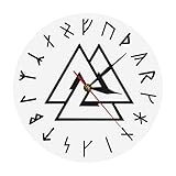 Wanduhr Valknut Odin Viking Symbol Runen Skript Moderne Wanduhr Viking Nordischen Kompass Wikinger Rune Odins Einfache Wanduhr Wohnk