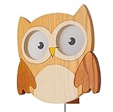 Clevere Kids Kinder Wandlampe Alle Meine Tiere Holz Handarbeit A++ (Eule natur)