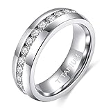 Zakk Damen Eternity Ring Titan Ewigkeitsring Eheringe 4mm 6mm Silber Memoire Ringe Hochzeitsring (6mm, 57 (18.1))