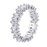 Damen-Ring Swarovski Zirkonia Sterling-Silber Zirkonia Versprechen Verlobungsring, Damen Ring Breit Silber Zirkonia Gold und Silber (Silber, 54 (17.2))