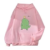 MEITING Damen Sweatshirt Pullover Teenager Mädchen Hoodie Herbst Winter Hoodie Frauen Pullover Oberteile Langarmshirt Kapuzenpullover Mode Bequem Casual Pulli mit Kordel und T