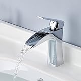 HOMELODY Wasserfall Wasserhahn Bad Waschtischarmatur Mischbatterie Waschbecken Armaur Waschtischbatterie Einhebelmischer Badarmatur Chrom für B