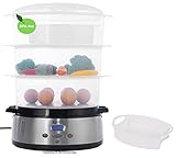 KeMar Kitchenware KFS-700 digitaler Dampfgarer, BPA-frei, 9 Liter, 800W, Timer, inkl. Reisschale, E