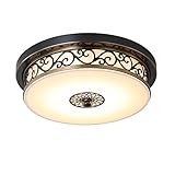 KAIRRY American Retro Deckenleuchte Deckenbeleuchtung DeckenLampen LED Schwarz Eisen Geschnitzt Lampenkörper Runde Glas Lampen Landhaus Licht Schlafzimmer Wohnzimmer Balkon Deckenlamp