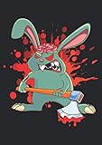 Notizbuch A4 liniert mit Softcover Design: Zombie Hase mit Axt und Blut Halloween Kaninchen Horror: 120 linierte DIN A4 S