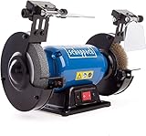 Scheppach Schleifgerät Doppelschleifer SM150LB | 400W Leistung | Schleifscheibe 150mmØ | Verstellbarer Funkenschutz | LED-Arbeitsleuchten | inkl. Schruppscheibe / Bürstenscheib