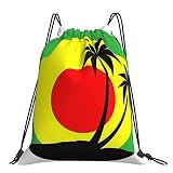 Paedto Turnbeutel Sporttasche Kokosnussbaum Reggae Farbe Jamaican Kordelzug Rucksack Sporttaschen Strandtasche Für Yoga Gym Schwimmen Reise S