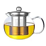 Teekannen Glasteekanne Kessel Saftkrug Hohe Kapazität Hitzebeständig und erhitzbar Abflussfilter aus Edelstahl 304 Verdickung hitzebeständig High Borosilicate Tee S