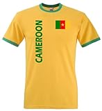 Fruit of the Loom Kamerun Herren T-Shirt Cameroon Retro Trikot von S-XXL|XL