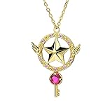 925 Silber Sailor Moon Magic Pentagramm Flügel Zepter Halskette   Mode All-Match Schmuck