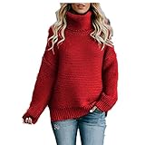 ZDDHOODY Damen Strickpullover Rollkragenpulli Sweater Strickjacke Langarm Winterjacke Sweatshirt Für Herbst und Winter Chunky Rollkragenpullover Damen Langarm Strickpullover Pullover Top