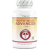 Biotin Selen Zink - 365 Tabletten - 10.000 mcg Biotin + 100 mcg Selen + 10 mg Zink - Für 12 Monate - Vegan - Hochdosierte Formel für Haut, Haare, Haarwuchs & Näg