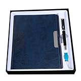 AWYST Hardcover-Tagebuch Leder Hardcover Journal Business Notebook Scrapbook A5 Lederjournal Notizbuch mit Stift in Geschenkbox Kompositionsheft (Color : Blue)