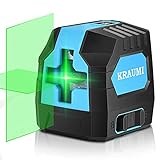 Kraumi Kreuzlinienlaser Selbstnivellierend Linienlaser mit Halterung, IP54 Staub & Wasserschutz Vertikale/Horizontale laser grün, Mit Neigungsmodus, 2 x AA B