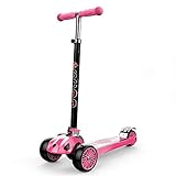 Lihgfw Kinderroller, Baby-einzelnes Scooter, faltbar Vier Gänge, kann eingestellt Werden, Super Wheel 3,4,5,6,7,8,9 Jahre alt rot/blau (Color : Rosa)