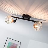 Deckenleuchte im Retro Design, mit Kupfer Gitter Abdeckung, 2x G9 max. 33W, Metall, schwarz/kup