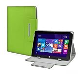 eFabrik Tasche für TrekStor Volks-Tablet SurfTab wintron 10.1 3G Volks-Tablet 3 Hülle Zubehör Schutzhülle mit Aufsteller Leder-Optik grü