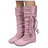 Stiefel Damen Leather Hoher Schaft Knielang Mit Absatz Warme Damen Schneestiefel Schneeschuhe Wasserfest Stiefel Trekkingschuhe Stiefelette Westernstiefel Booties Schneeboots Winter Snowboots F