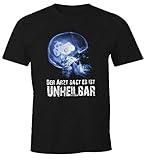 MoonWorks Herren T-Shirt Xray Der Arzt SAGT es ist unheilbar Hobby Röntgenbild Schädel Trecker Traktor Landwirt Farmer Diagnose Fun-Shirt schwarz L