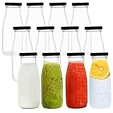 BELLE VOUS Mehrweg Milchflaschen Glasflasche mit Schraubverschluss Metall Deckel (12Stk) - 300ml Vintage Milchflasche Glas Set Milch Wasserflasche Durchsichtig für Smoothies, Grillen, Hochzeit, Party