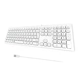 B.FRIENDIT Slim USB Wired Keyboard - UK Layout Soft Touch and Quiet Key - Kompatibel mit Apple iMac, Macbook, Mac und PC, Computertastatur mit Ziffernblock - Weiß