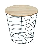 HOME DECO FACTORY HD7202 Tisch, kabelgebunden, Metall, Blau, für Wohnzimmer, Pfauenblau – Holz, 40x40.5x40