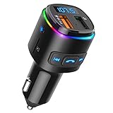 ORIA Bluetooth FM Transmitter, Auto Radio Adapter mit Siri Assistent & QC 3.0 USB Ladegerät LED Display Freisprecheinrichtung Car Kit, Bluetooth Auto Musik Adapter Unterstützt USB/TF