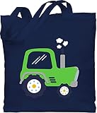 Shirtracer Kinder Traktor Bagger und Co. - Kinder Traktor Grün - Unisize - Navy Blau - Geschenk - WM101 - Stoffbeutel aus Baumwolle Jutebeutel lange Henk