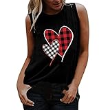 MRULIC Tank Top Damen äRmellose Drucken T-Shirts Blusen Lose Weste Frauen Sommer Pullover Sommerbluse Sommertop Tops(A1 Schwarz,L)