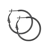 PROSTEEL Creolen für Frauen Mädchen 30mm schwarz Edelstahl Groß Ring Kreis Ohrringe Simpel Stil Huggie Hoop Klappcreolen Ohrschmuck Geschenk zum Geburtstag