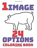 1 Image 24 Options Coloring book: 24 The Same Images Of the Pig u Can Color Differently