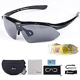 Adkwse Sportbrillen Fahrradbrille Damen Herren Polarisierte UV400 Schutz mit 5 Wechselgläser Radbrillen für Outdoor-Sport Radfahren,Angeln,Laufen,Wandern,G