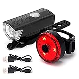 LED Fahrradlicht Set,Fahrradbeleuchtung Set USB Aufladbar,IPX4 Wasserdicht Fahrradlicht Vorne Frontlicht und Rücklicht Set,3 Licht-Modi Fahrradscheinwerfer für Mountainbikes Oder R