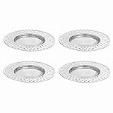 Abflusssieb Edelstahl, 4 Stück Haarsieb Dusche, Küchenspüle Filter Sieb, Essensreste Filtern, Haare Abfangen, Verstopfungen Verhindern, Geeignet für Spülbecken, Bad, Küche (Silber)