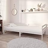 Atlojoys Tagesbett, Bettsofa, Jugendbett, Gästebett, Funktionsbett, Einzelbett, Weiß Kiefer Massivholz 90x200