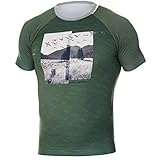 BRUBECK Herren Kurzarm Funktionsshirt | Atmungsaktiv | Sport | Fitness | Unterhemd | T-Shirt, Größe:XL, Farbe:grü