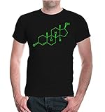 T-Shirt-Strukturformel-Testosteron-M-Black-Neong