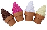 ERRO Softeis Eistüten 4 STK, Speiseeis, 11359 Eiswaffelbecher, Eisbecher, Lebensmittelattrappen - Sehr leichte Hohlattrappe aus Plastik, Fake Food, Dek