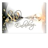 DigitalOase Einladungskarten 80. Geburtstag MIT INNENTEXT Geburtstagskarten MENGE WÄHLBAR Klappkarten Kuverts Format DIN A6#YANG (10)