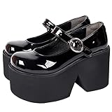 XXDDNN Damenschuhe Frühling Und Herbst Lolita Schuhe Mit Dicken Sohlen Single-Riemen-Plattform D