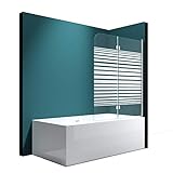 Mai & Mai Duschwand für Badewanne faltbar Faltwand 180° Sicherheitsglas mit NANO-Versiegelung Faltwand 120x140 cm Duschabtrennung Badew