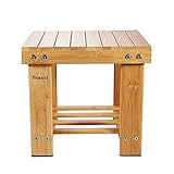 Yoassi Vintage Bambushocker Fusshocker Schemel - L x B x H 27 x 23 x 25cm Robuster Rutschfester Sitzhocker, Beistelltisch, Blumenhocker, Kinderstuhl, Tritthocker S