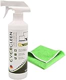 EVERCLEEN Screen Cleaner Pro Bildschirmreiniger 500ml + Mikrofasertuch. Umweltschonender Veganer Reiniger Made in Germany für TV, PC, Laptop, Tablet, Displays, Brillen & Smartphone…