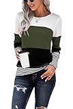 KINGFEN Frauen Langarmshirt Longpullover für Damen Elegant Pullover Damen Lang Tshirt Vogue Ladies Grosse Große Longpulli Tops Langarmshirt Bluse Tops Grün M