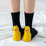 MIWNXM 10 Paar Winter Socks Women Harajuku Style Ankle Socks Ladies Long Tube Sock Yellow Black White Duck