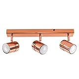 MiniSun – Deckenleuchte 3 flammig, Kupfer – Lampe Strahler 3er – Deckenlampe 3 flammig – Spotbalken 3 flammig, dreh- und schwenkbar, Kupfer (GU10, 50W) [Energieklasse A++]