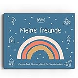 SONNTAGSKINDER Meine Freunde, Freundebuch für eine glückliche Schulzeit | Freundschaftsbuch für Grundschulkinder | Kreatives Schulfreundebuch zum Ausfüllen für Mädchen und Jungen (Dunkelblau)