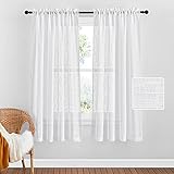 PONY DANCE Voile Gardinen Weiss Halbtransparent - 2 Stücke H 160 x B 132 cm Leineniotik Vorhänge mit Stangedurchzug für Kinderzimmer & Schlafzimmer Dek
