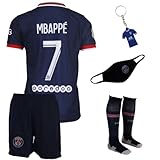 IHIMI Paris Kylian Mbappe Kinder Trikot #7, 2021/2022 Saison, Heim, Komm mit Shorts Fußballfans (6-7 Jahre,140)