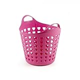 Flexibler Aufbewahrungskorb für Spielzeug, Wäsche, u.v.m. in Pink mit Belüftungslöchern. 35 Liter Volumen, mit zwei großen Henkeln. Topp